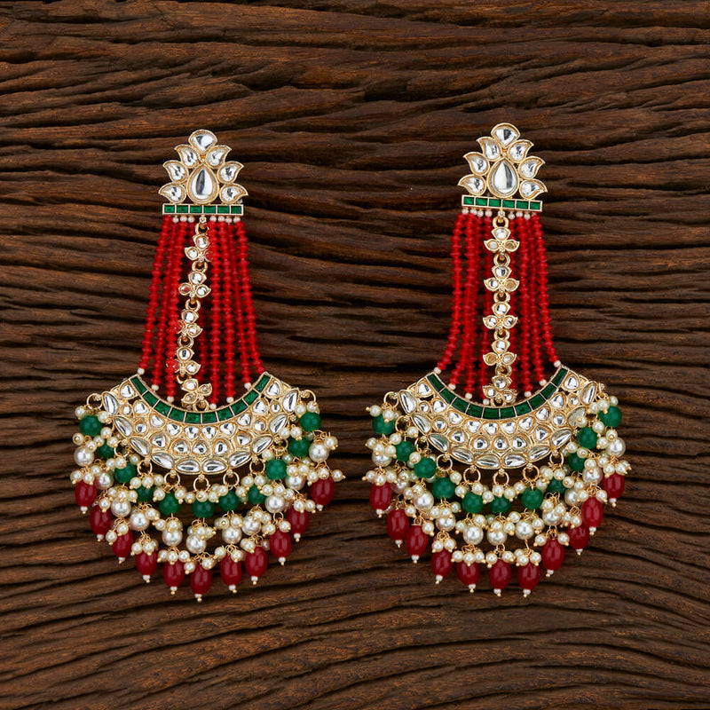 Kundan Chandbali- Red Green