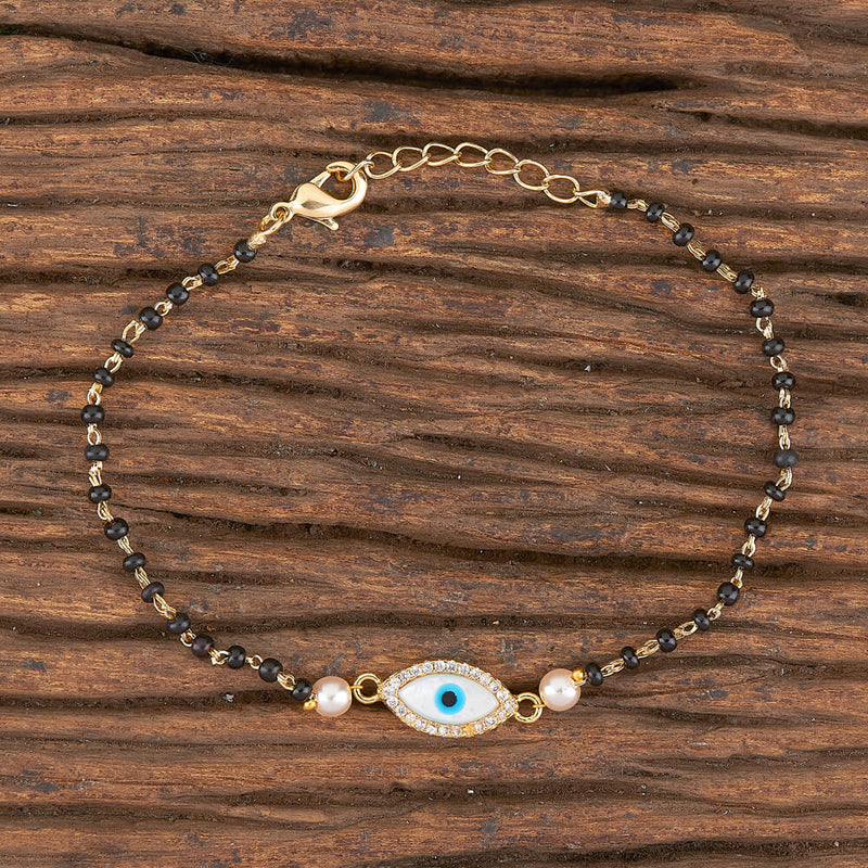 Copper Mother Of Pearl Heart Evil Eye Gold Hand Mangalsutra Bracelet F –  ZIVOM